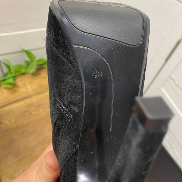 Nine West Over The Knee BLACK SUEDE Leather Fringe Stiletto Heels Boots 7 1/2 - Picture 13 of 16